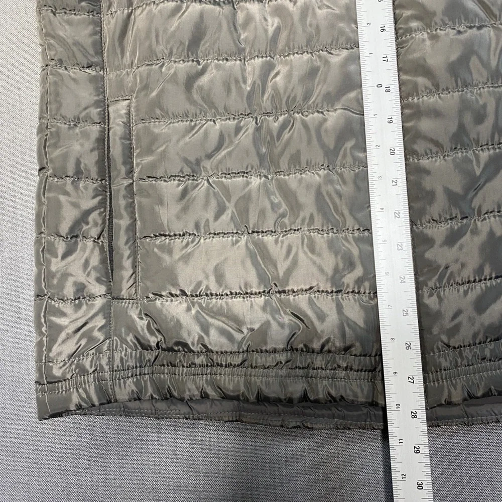 True Religion Mens Puffer Vest Charcoal Grey Quilted‎ Full Zip Horseshoe Logo L